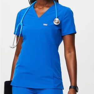 Figs royal blue scrub top